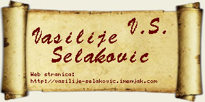 Vasilije Selaković vizit kartica